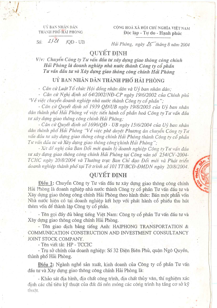 Quyết định chuyển đổi thành công ty cổ phần