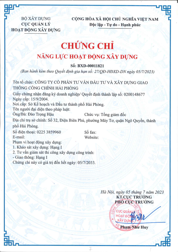 Chứng chỉ năng lực hoạt động xây dựng